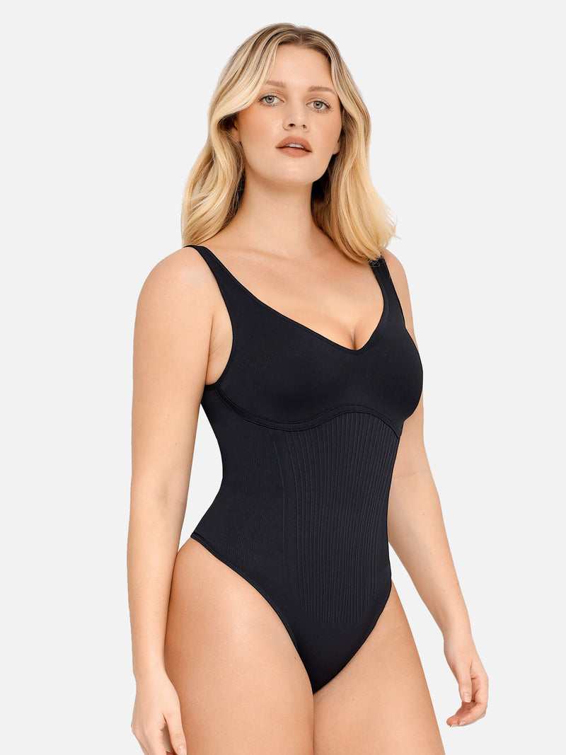 Body String à Col V Ribbled