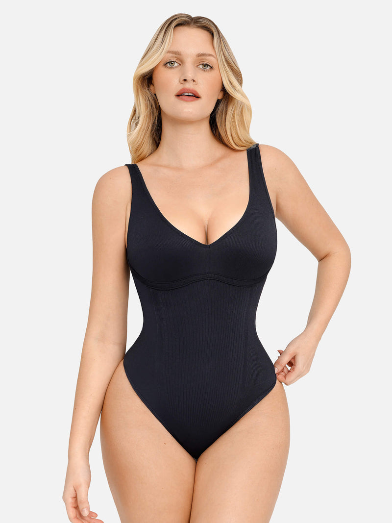 Body String à Col V Ribbled