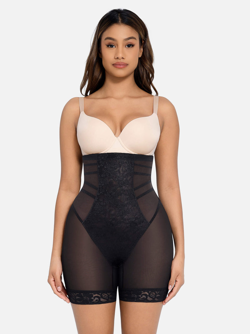 Shorty taille haute en dentelle